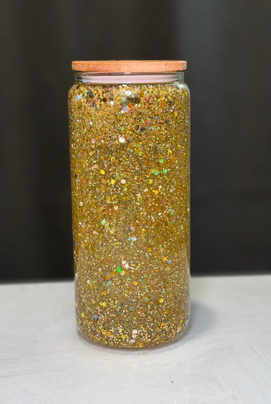 Gold GLASS Glitter Cup